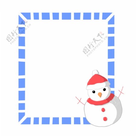 手绘圣诞节雪人边框