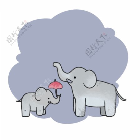 灰色的大象边框插画