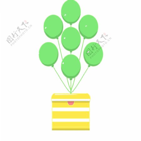 手绘绿色气球礼物插画
