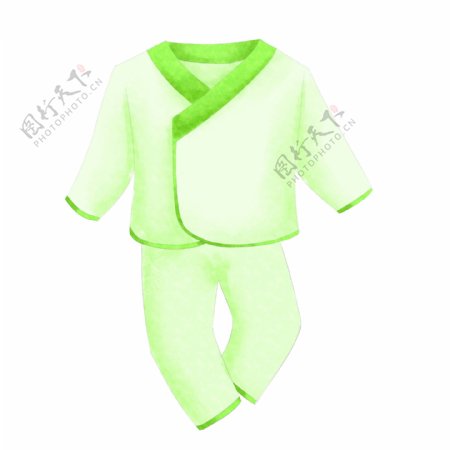 绿色可爱的婴儿服插画
