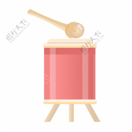 手绘粉色的鼓插画