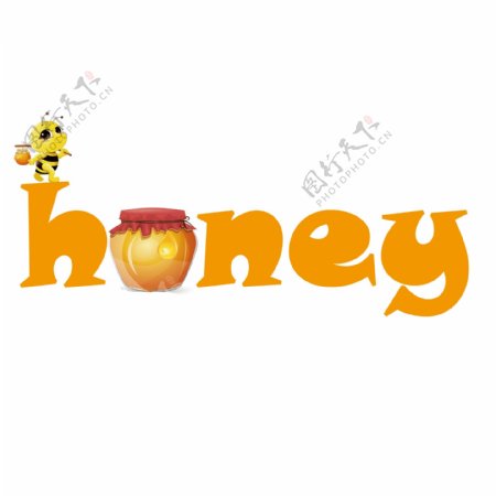 橙色honey艺术字橙色字母蜂蜜甜食美味蜂蜜美味蜂蜜千库原创PNG