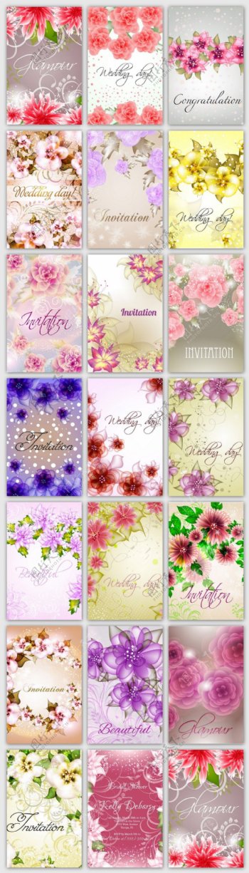 多款花卉海报常用矢量背景素材