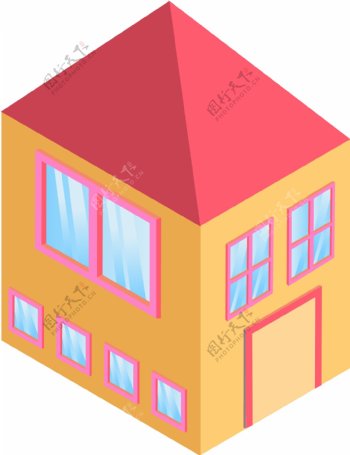 2.5D风格双层房屋建筑元素可商用