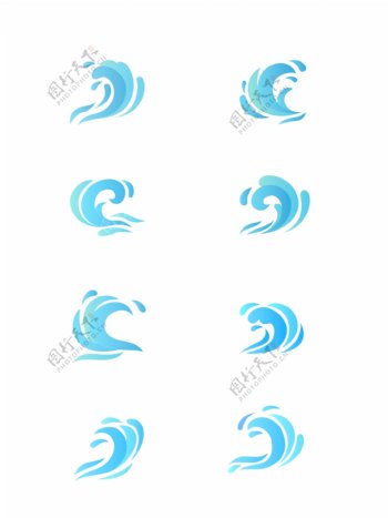 蓝色海浪浪花装饰素材设计