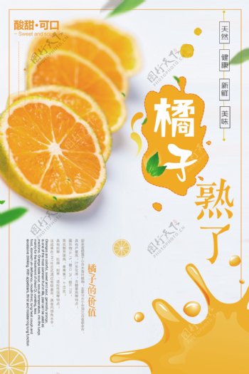 清新橘子设计海报