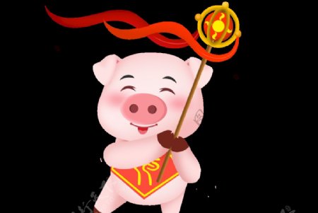 2019春节猪年戏龙珠卡通形象