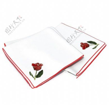 玫瑰花图案白色毛巾3d模型
