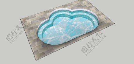 花园喷池效果图3d素材