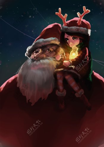 圣诞老人和小女孩