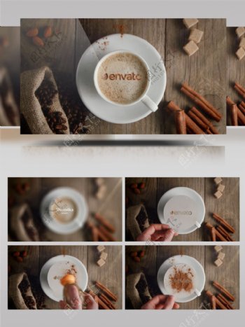 创意咖啡主题标志开场ae模板