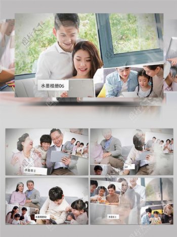 中国风水墨家庭相册展示AE模板