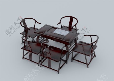 雅正茶桌3d模型设计模板