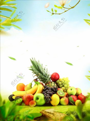 水果单页背景图片绿色清新