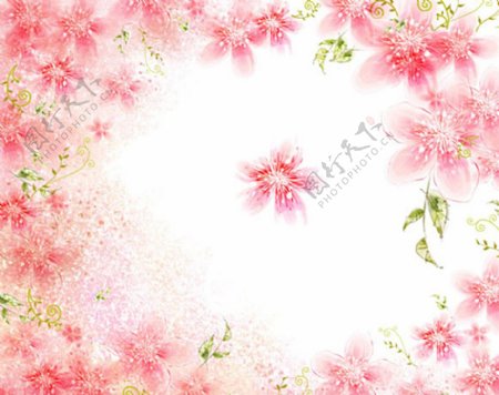 粉色桃花背景分层素材图片