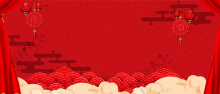 春节放假通知卡通红色背景