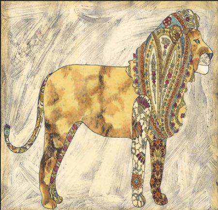 欧式复古动物狮子画