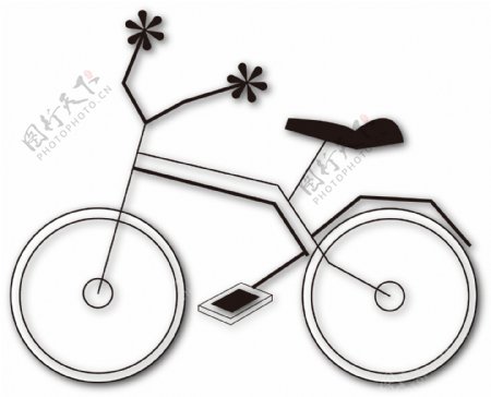 自行车黑白简约矢量图元素
