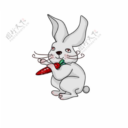 十二生肖兔子可爱卡通手绘动物喜庆萝卜免抠