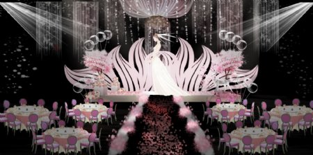 甜美香槟粉色梦幻婚礼效果图