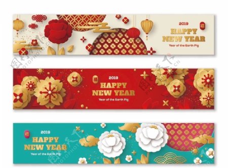 传统中国新年banner矢量图