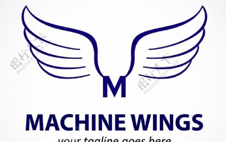 字母M翅膀标志