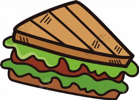 三明治矢量线条欧美快餐可商用元素
