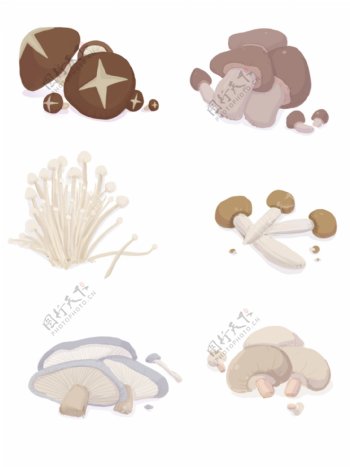 手绘卡通蘑菇香菇可商用