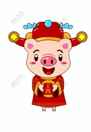 新年快乐卡通矢量小猪