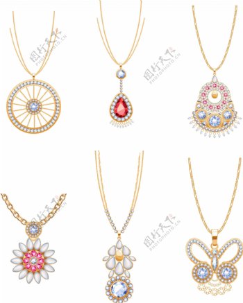矢量钻石珠宝项链首饰装饰可商用设计元素