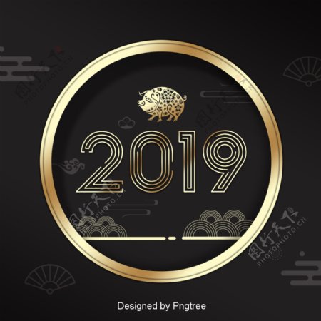 常务金色奢华新年迷你远主义风格2019字体