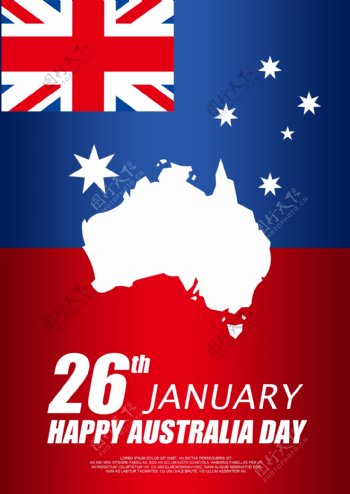 红蓝色简约澳大利亚日庆祝海报