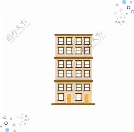 房子建筑物卡通手绘矢量背景元素组合5