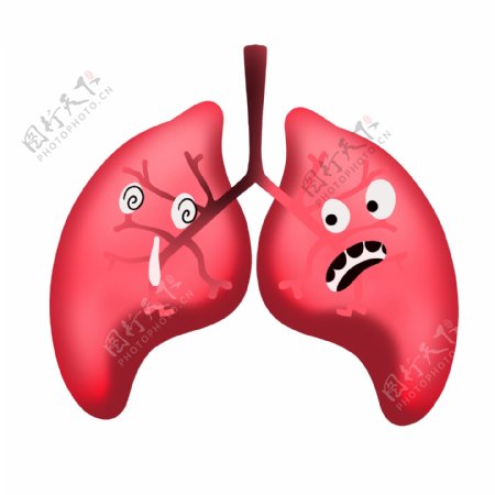 禁烟元素五脏六腑卡通肺部人体内脏红色拟人