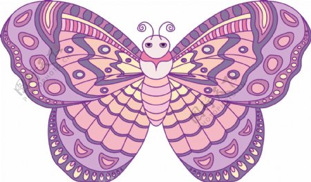 线性视界粉色紫色春天蝴蝶矢量