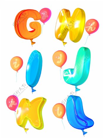 三维立体卡通可爱电商气球字母元素