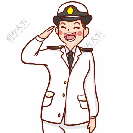 开心大笑的海军军官人物设计