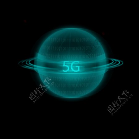 5G蓝绿色半透明发光未来科技风概念地球