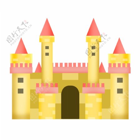 梦幻欧式黄色城堡公主王子房子尖顶建筑