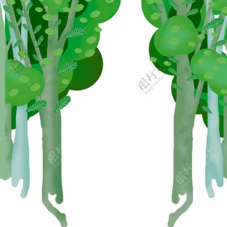 树林植物插画图案