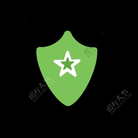绿色五角星盾牌图标