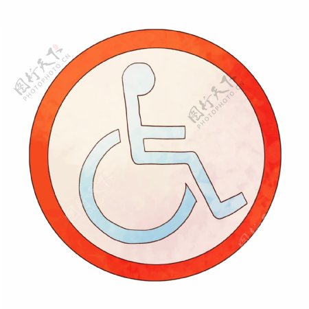 残疾人警示标识插画