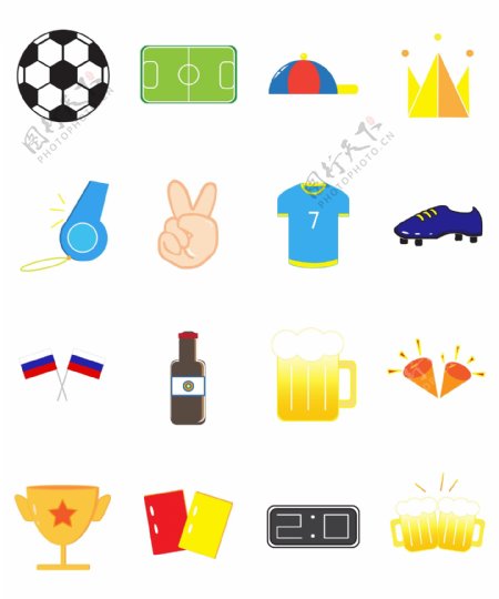 2018足球世界杯多色矢量图标