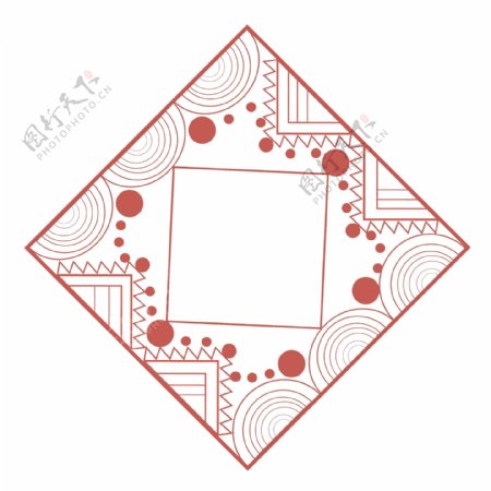 传统红色几何元素边框