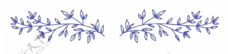 蓝色手绘树叶标题装饰