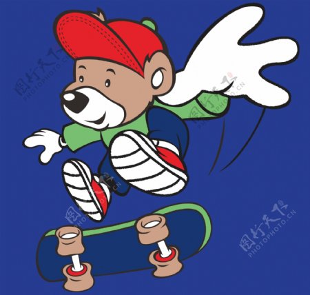 小熊和滑板
