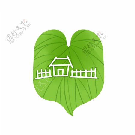 房子篱笆绿色植物叶子