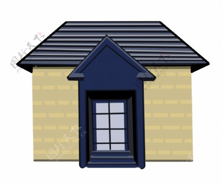 蓝色的建筑房子插画