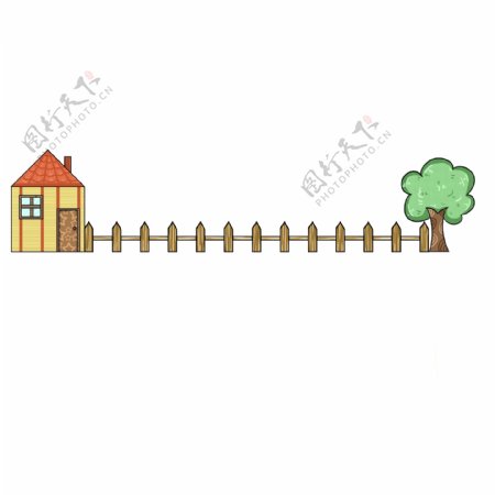 房屋栅栏树木分割线