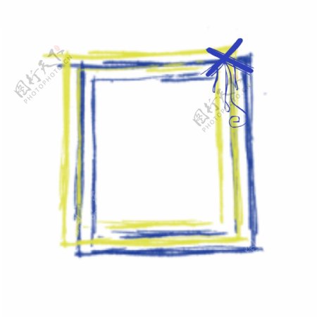 黄蓝重叠边框几何彩色元素